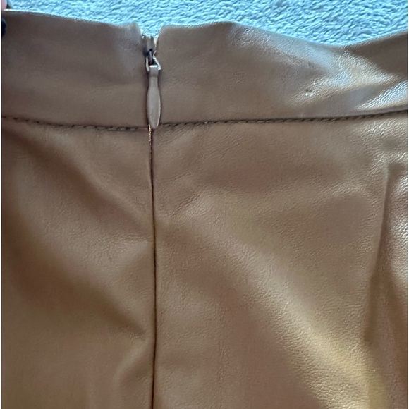 NWT Forever21 Cognac Faux Leather Midi Circle Skirt - Size Small - Picture 9 of 10